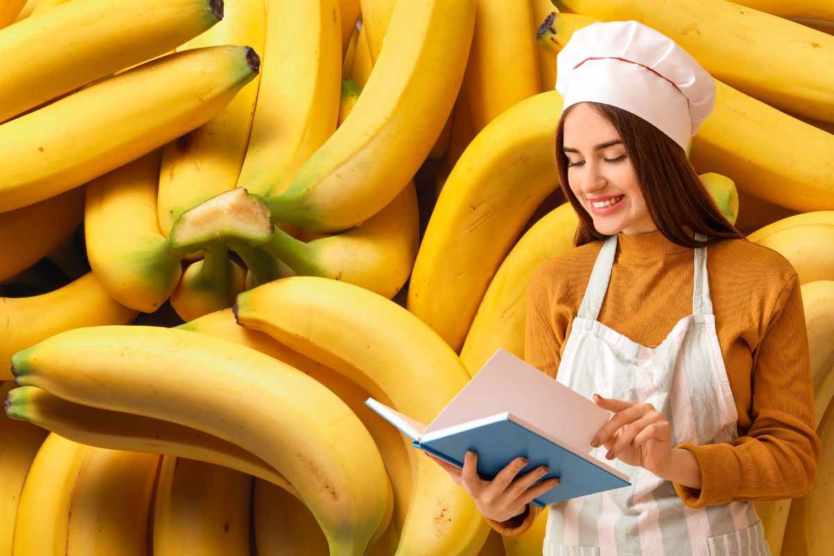 banane e ragazza che legge ricetta