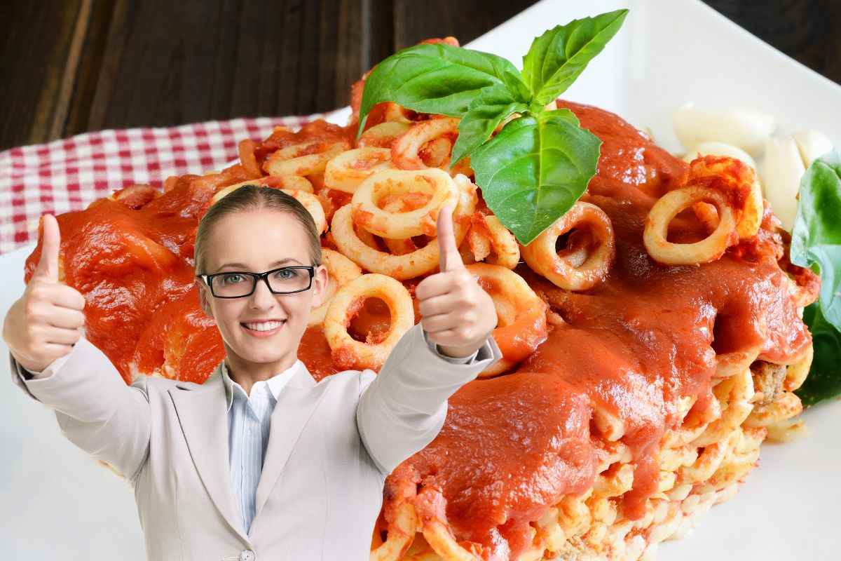 anellini al forno donna che fa segno ok